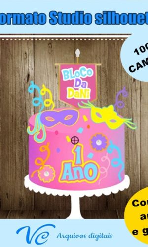 M161- Arquivo de corte Topo de Bolo Carnaval Mascaras 11