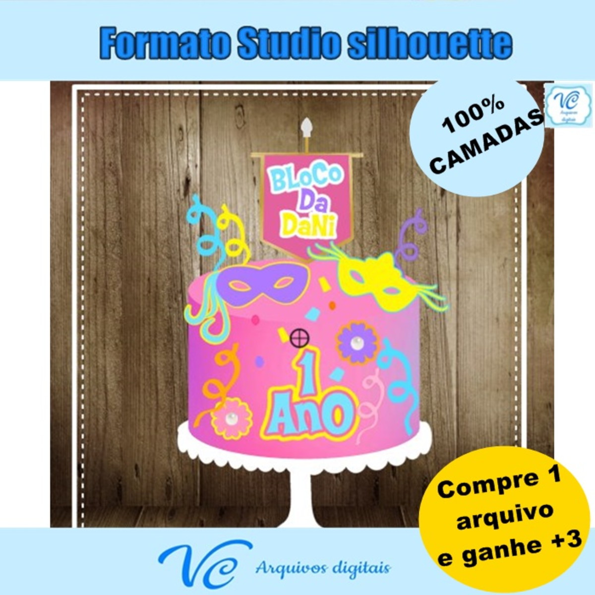 M161- Arquivo de corte Topo de Bolo Carnaval Mascaras 11