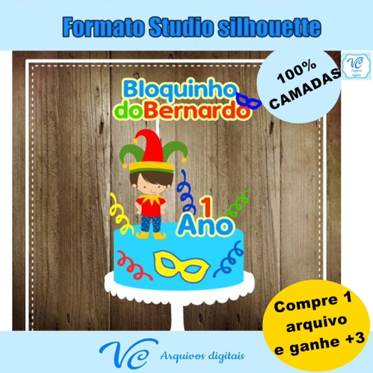 M165- Arquivo de corte Topo de Bolo Carnaval Menino