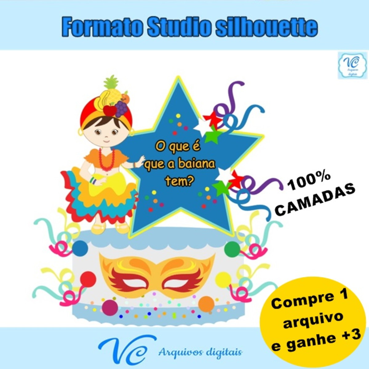M167- Arquivo de corte Topo de Bolo Carnaval Baianas 02