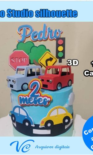 M281- Arquivo Topo de Bolo Carrinho 3D