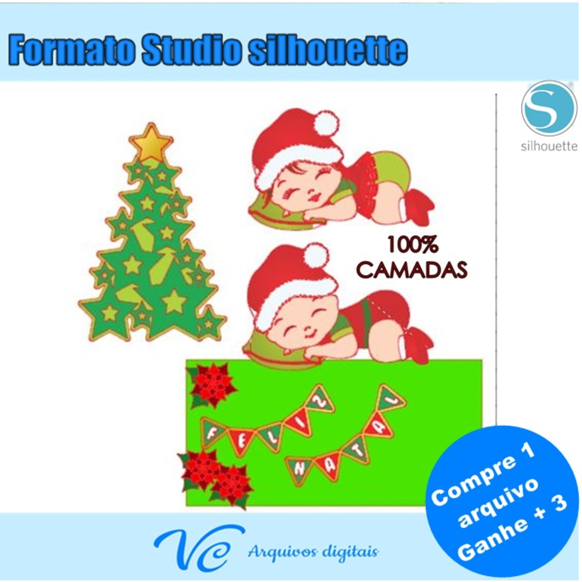 M285- Arquivo de corte Topo de bolo Natal bebe -04- STUDIO