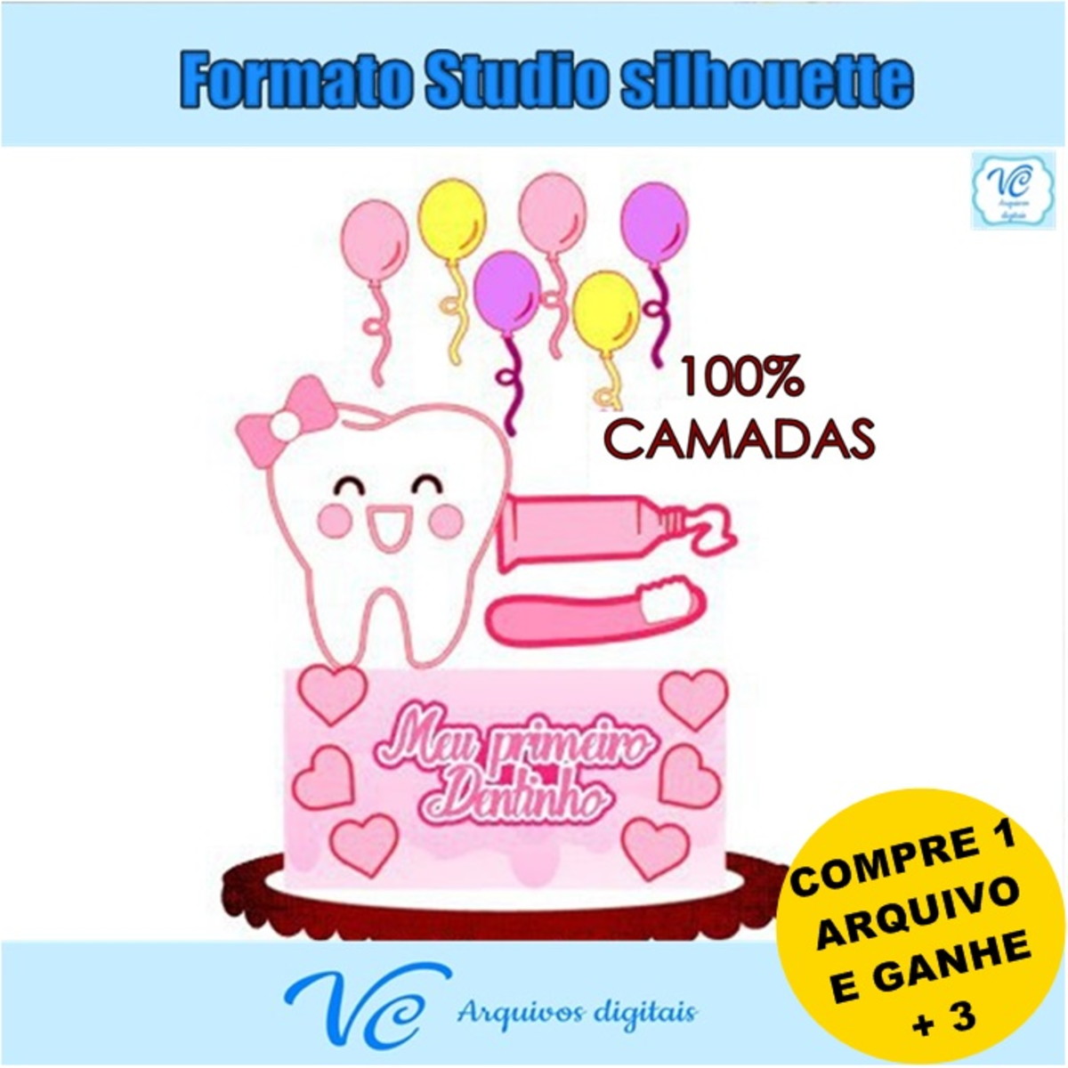 M289- Arquivo de Corte Topo de Bolo Primeiro Dentinho