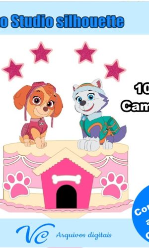 M299- Topo de Bolo PATRULHA CANINA SKIE-Arquivo de corte