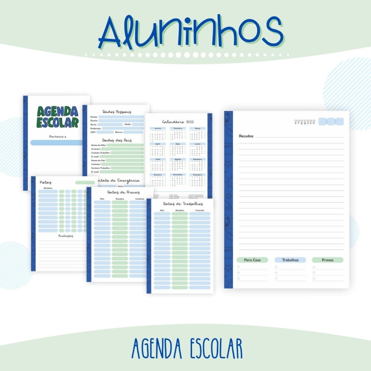 M411- ARQUIVOS AGENDA ESCOLAR ALUNINHOS 2022 E PERMANENTE