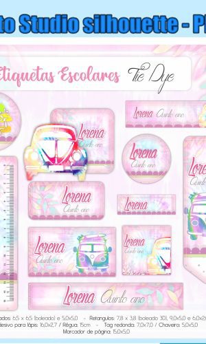 M608- Etiqueta Escolar Tie Dye - Arquivo de corte