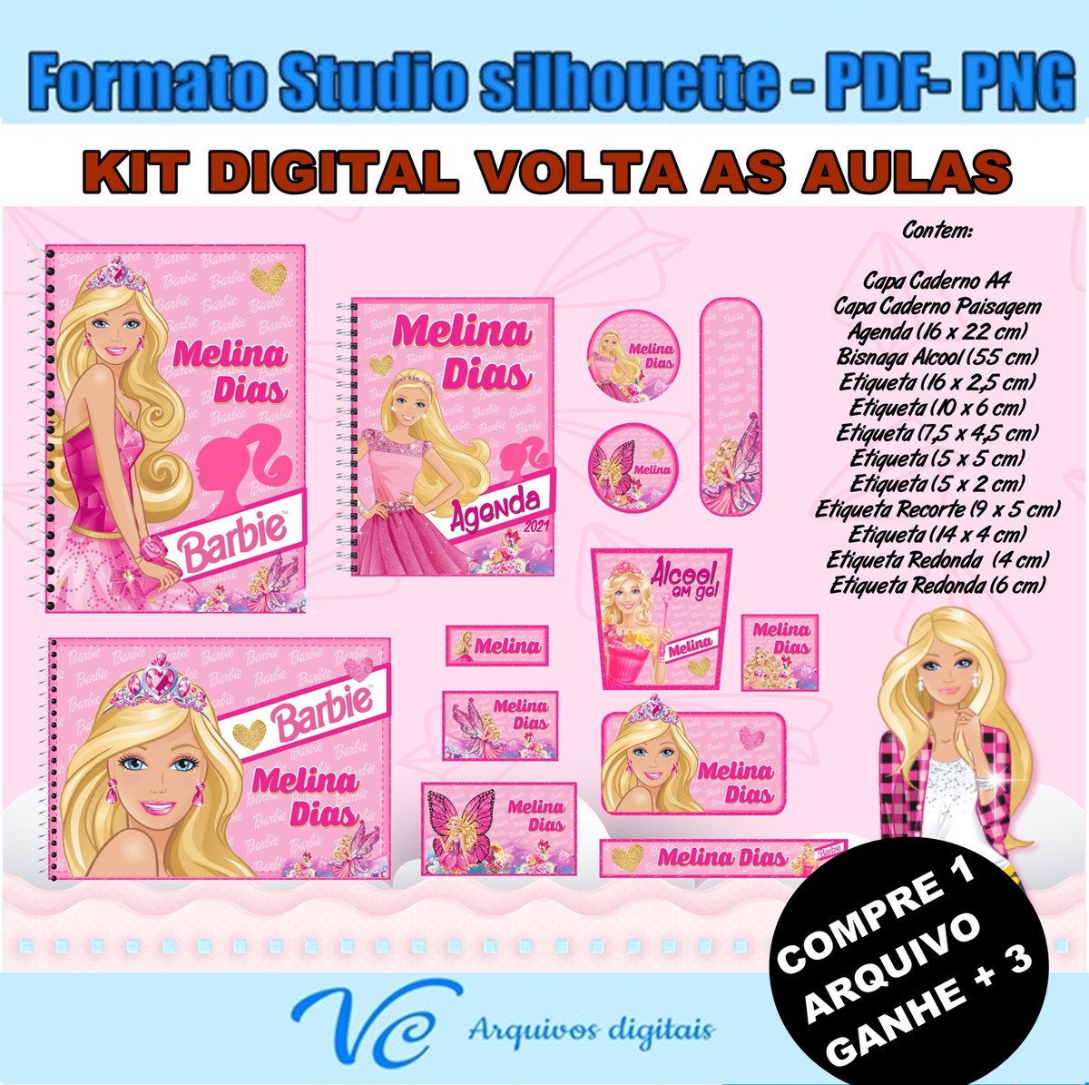 M609- Arquivo de corte Volta ás Aulas Barbie