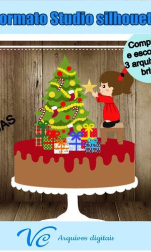 M88- Arquivo de corte Topo de bolo Natal Menina 06 STUDIO