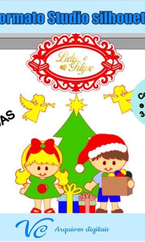 M97- Arquivo corte Topo de bolo Natal Crianças -02 STUDIO