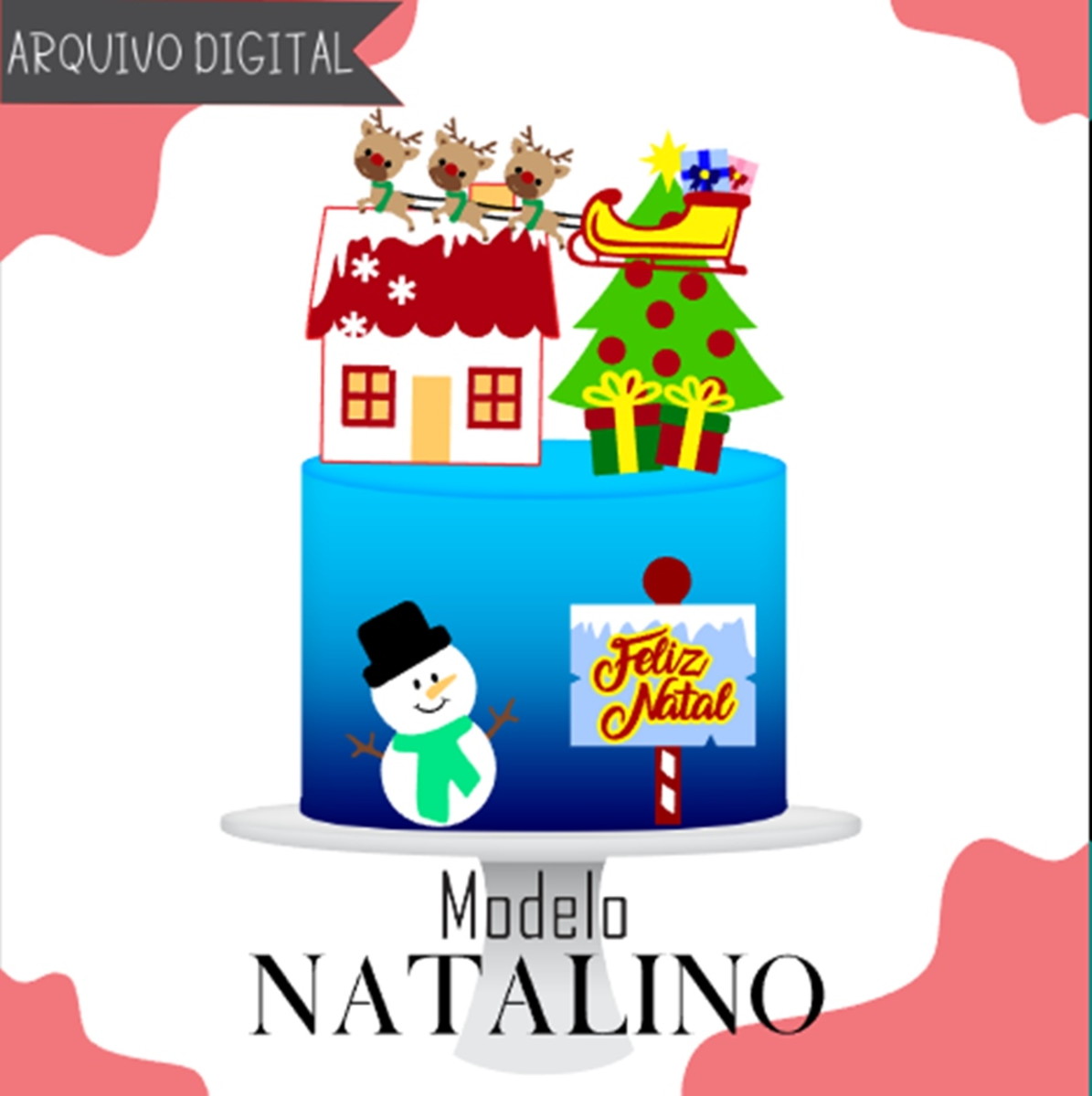Natal Natalino-topo de Bolo Arquivo de Corte e Impressão(5)
