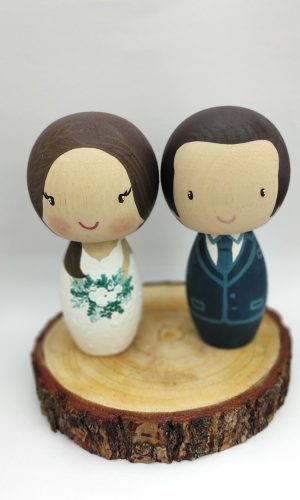 Noivinhos de Madeira Topo de Bolo Casamento