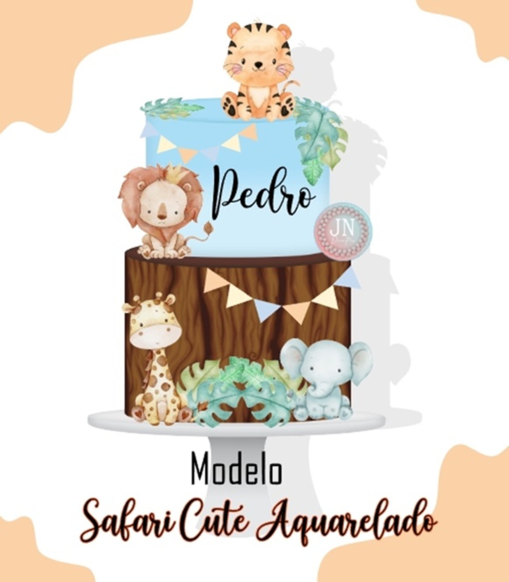 Safari Cute -topo de Bolo Arquivo de Corte e Impressão