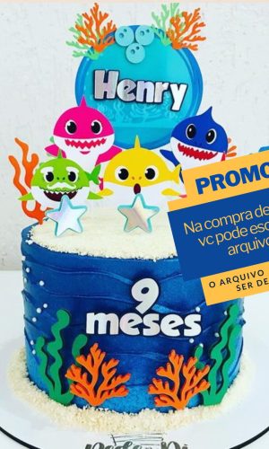 Studio/pdf Arquivo de Corte Topo de Bolo Baby Shark -006