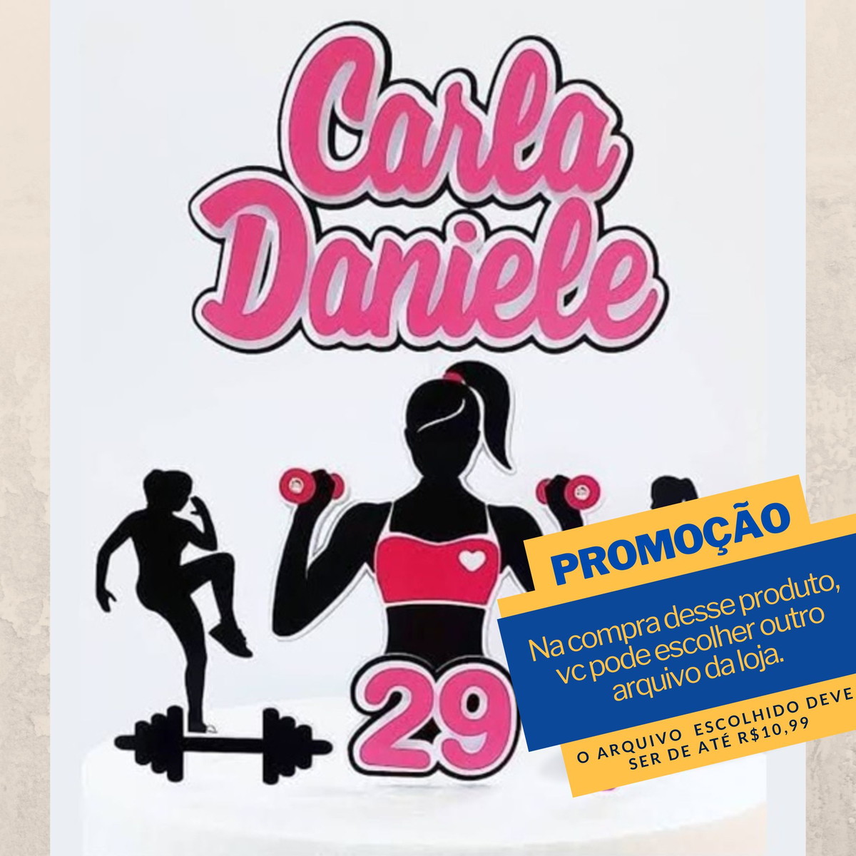 Studio/pdf Arquivo de Corte Topo de Bolo Fitness Mulher