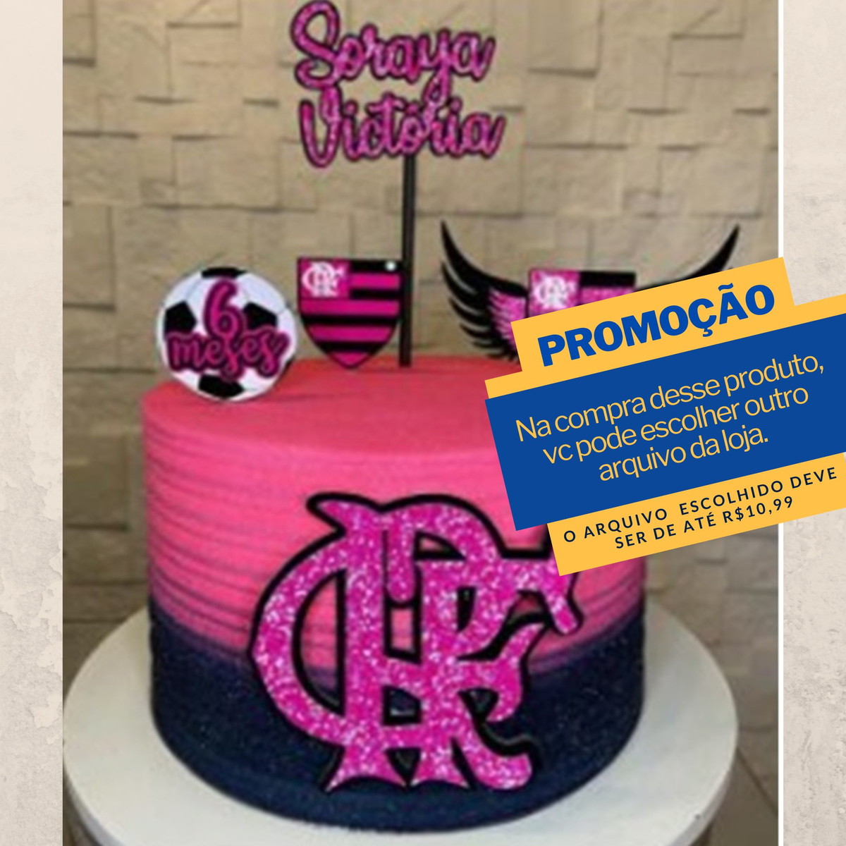 Studio/pdf Arquivo de Corte Topo de Bolo Flamengo Rosa -021