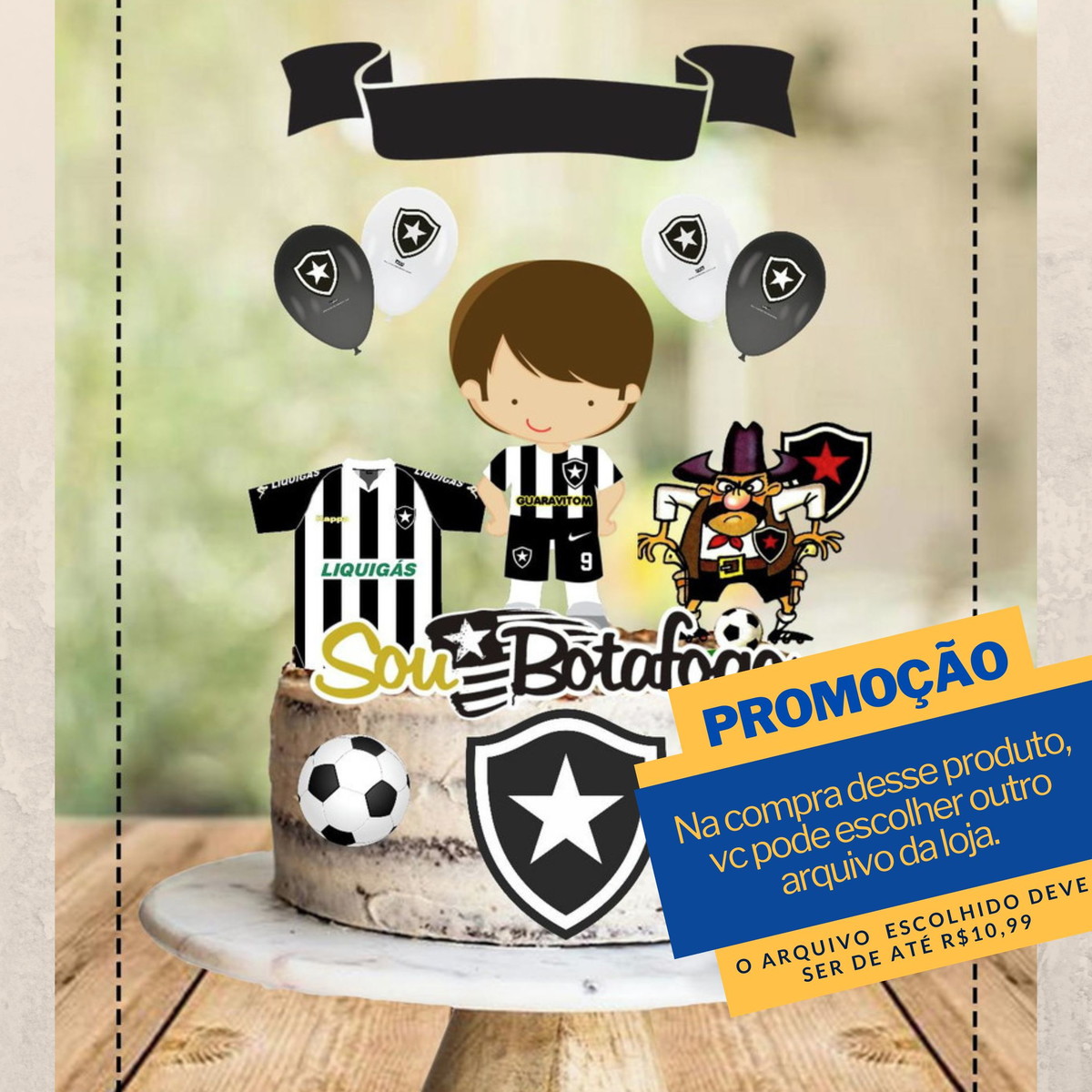 Studio/pdf Arquivo de Corte Topo de Bolo Futebol Botafogo 6