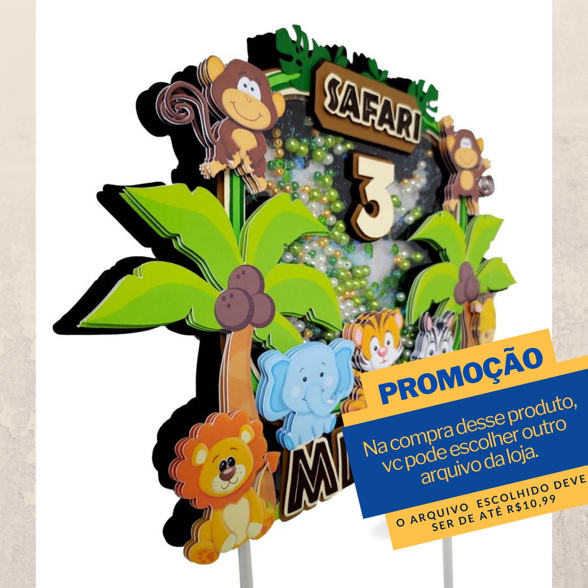 Studio/pdf Arquivo de Corte Topo de Bolo Safari Cute -036