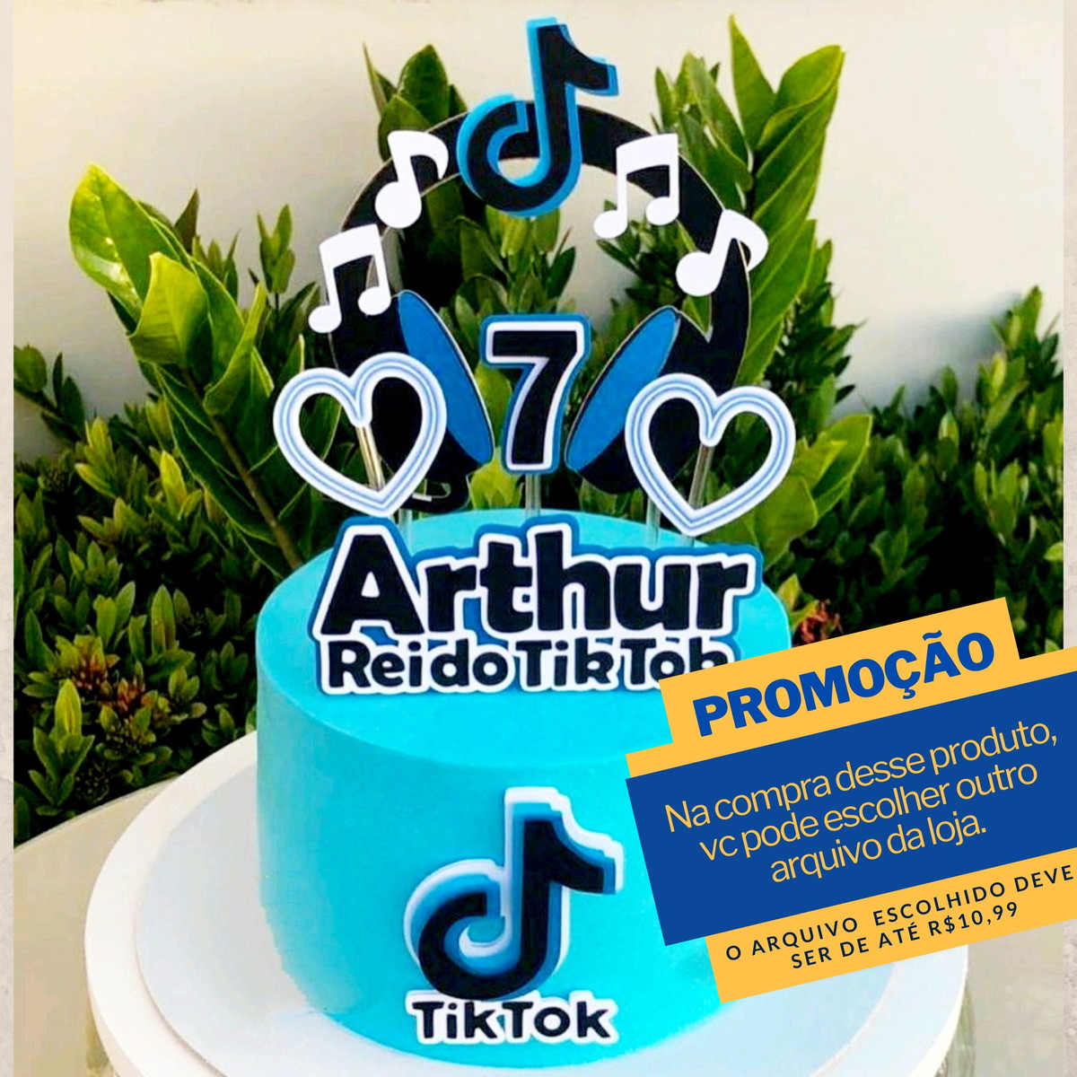 Studio/pdf Arquivo de Corte Topo de Bolo Tik Tok Menino