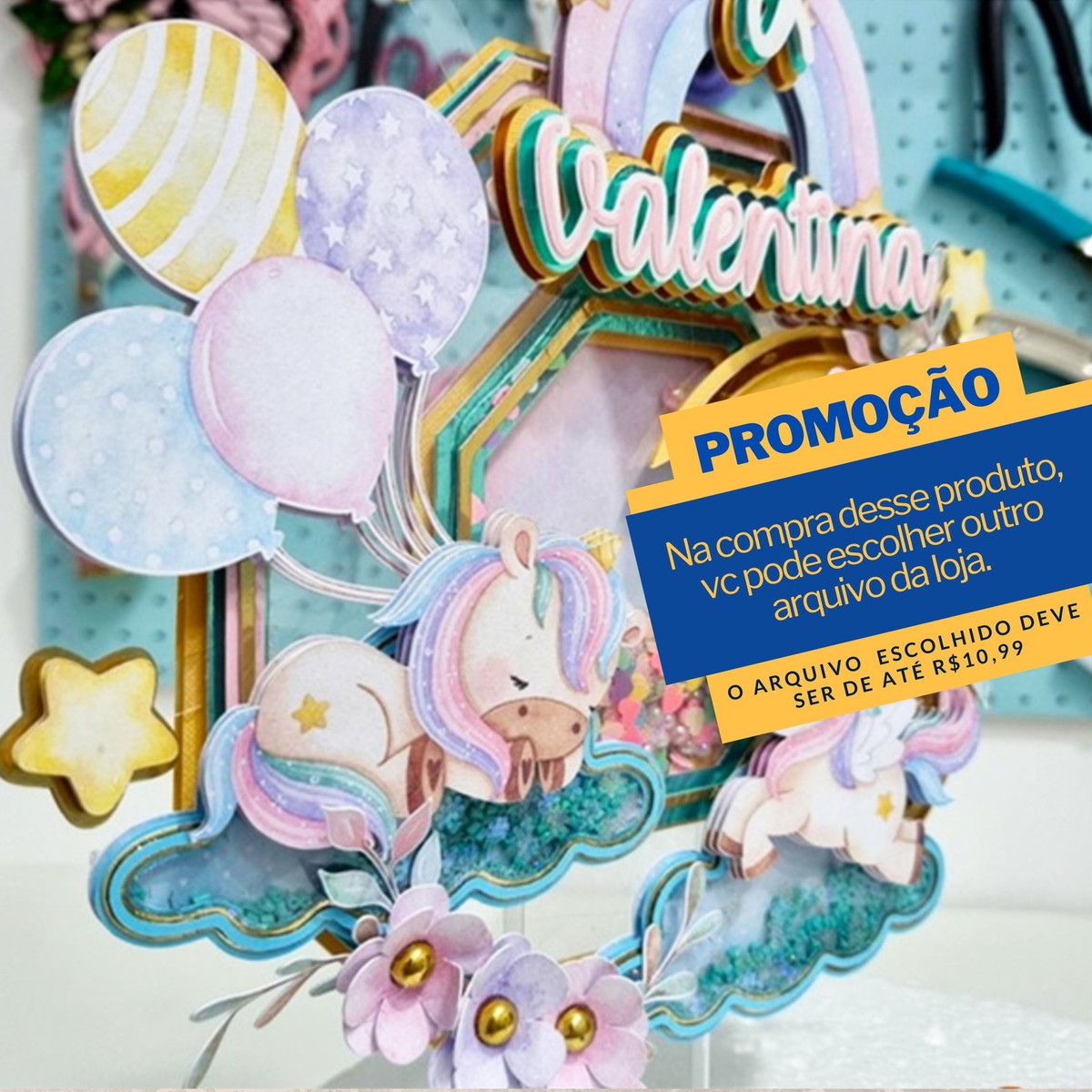 Studio/pdf Arquivo de Corte Topo de Bolo Unicórnio Baby -003
