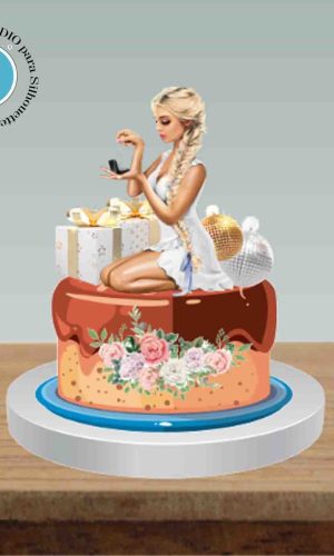 TOPO DE BOLO BOAS FESTAS MULHER - ARQUIVO DIGITAL