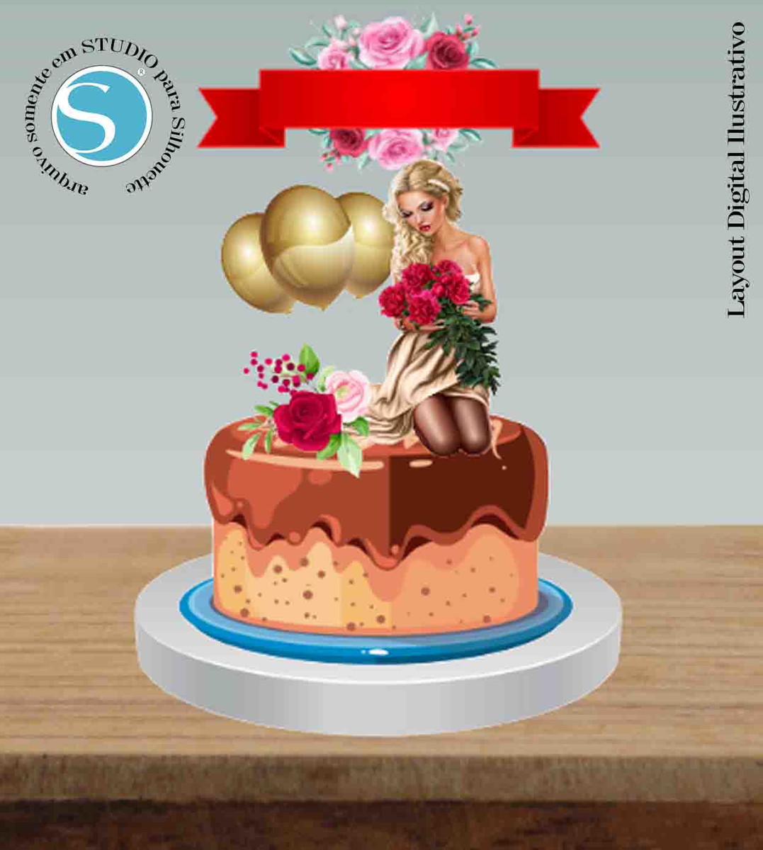 TOPO DE BOLO BOAS FESTAS MULHER - ARQUIVO DIGITAL
