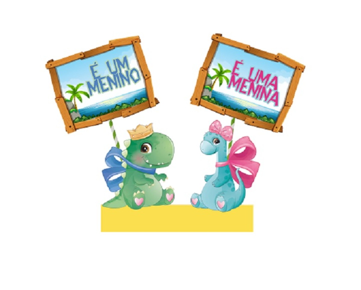 Topo Chá Revelação Dino Cute - Arquivos Digitais