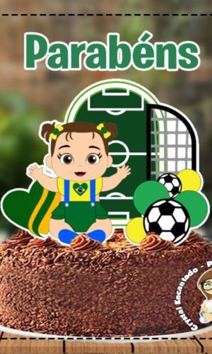 Topo de Bolo Futebol Brasil Menina -ref 5109 Arquivo Digital
