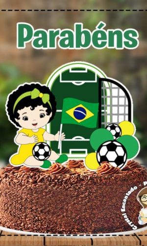 Topo de Bolo Futebol Brasil Menina -ref 5108 Arquivo Digital