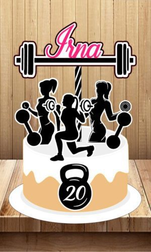 Topo de Bolo Academia Feminino - Arquivo Digital