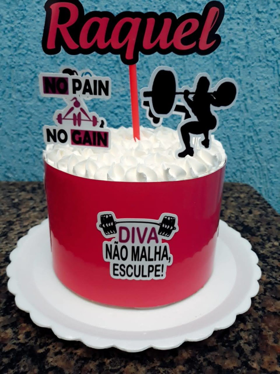 Arquivo de Corte Topo de Bolo Academia Mulher + BRINDE