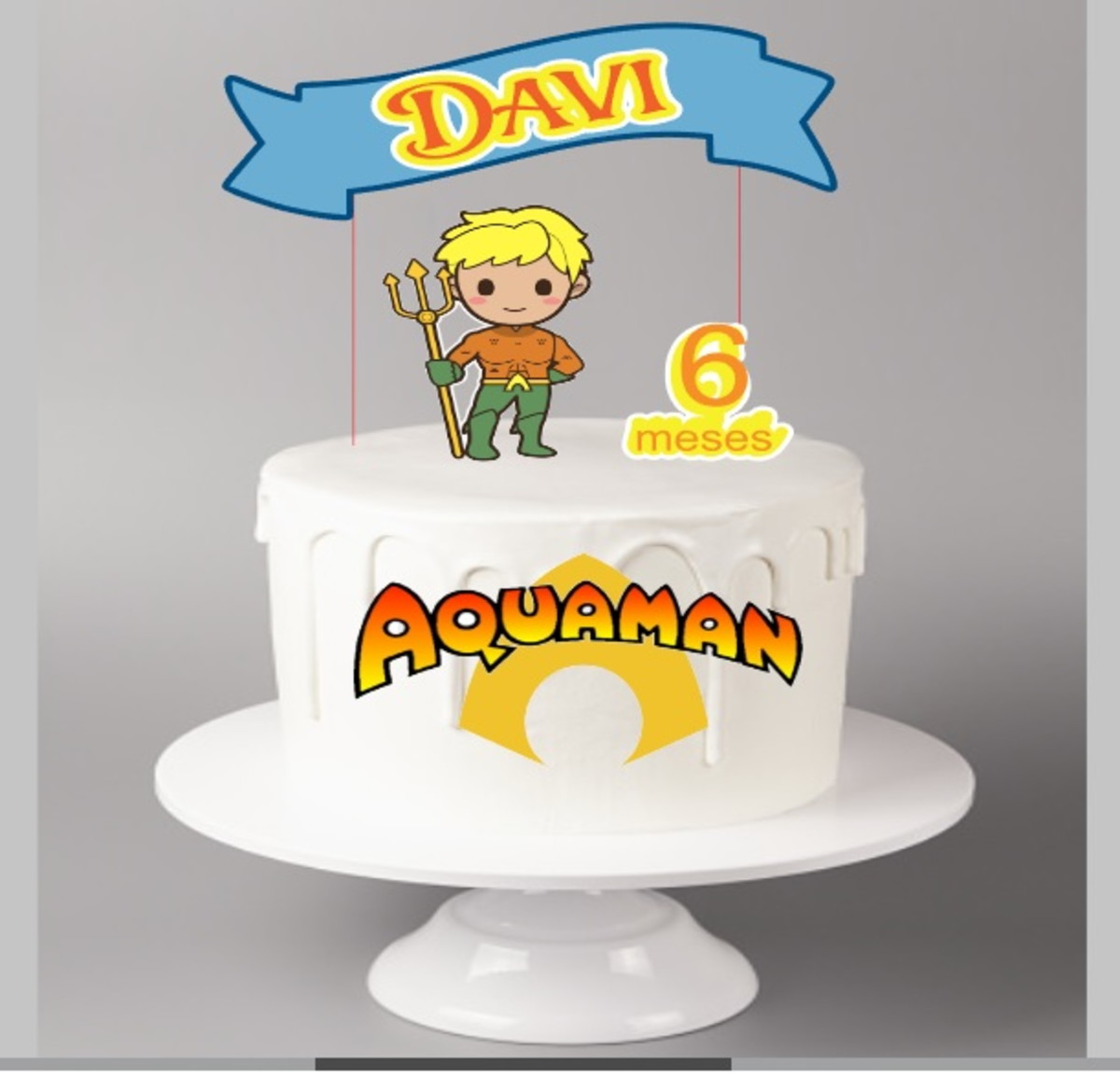 Topo de Bolo Aquaman Cute + Arquivos a Sua Escolha