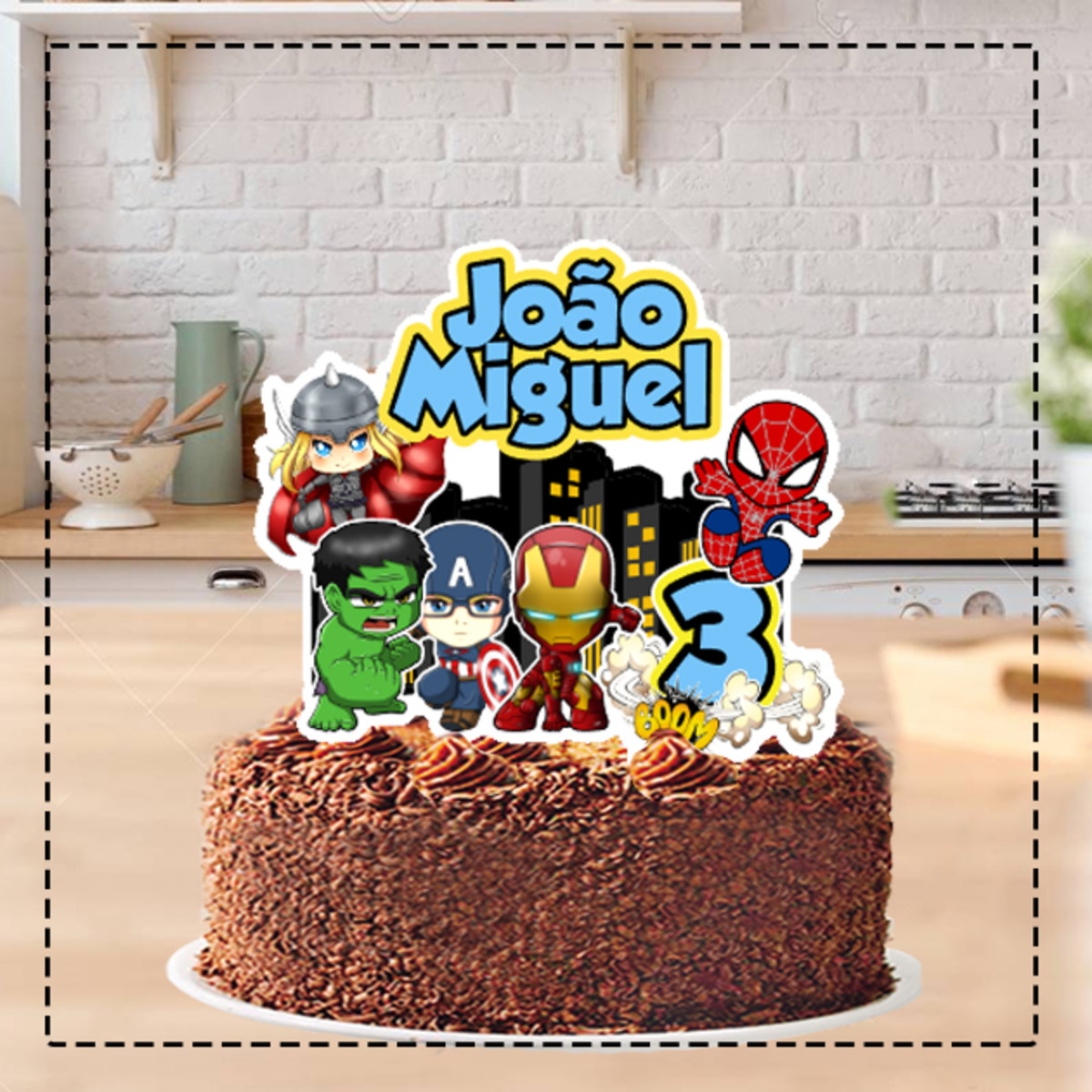 Topo de Bolo Avengers Cute 4778 - Arquivo Digital