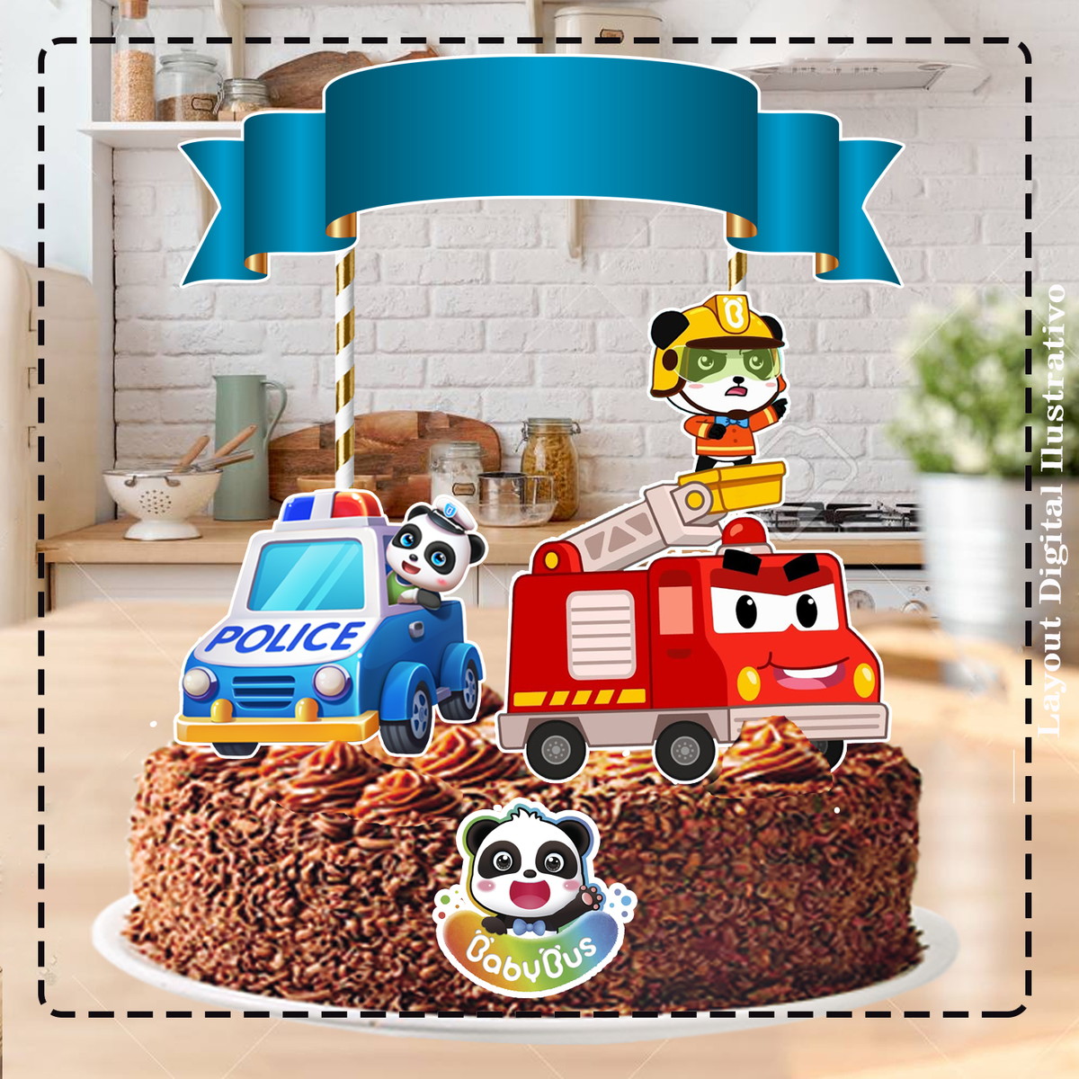 TOPO DE BOLO BABY BUS- ARQUIVO DIGITAL