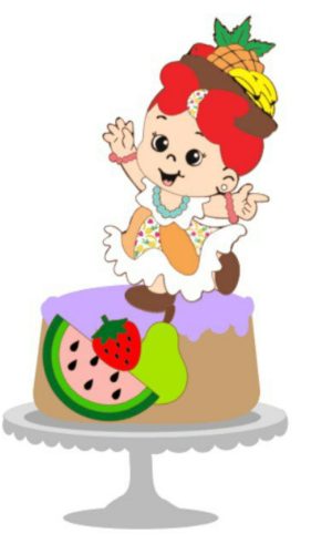 Topo de Bolo Baianinha Cute + 4 Arquivos a Sua Escolha
