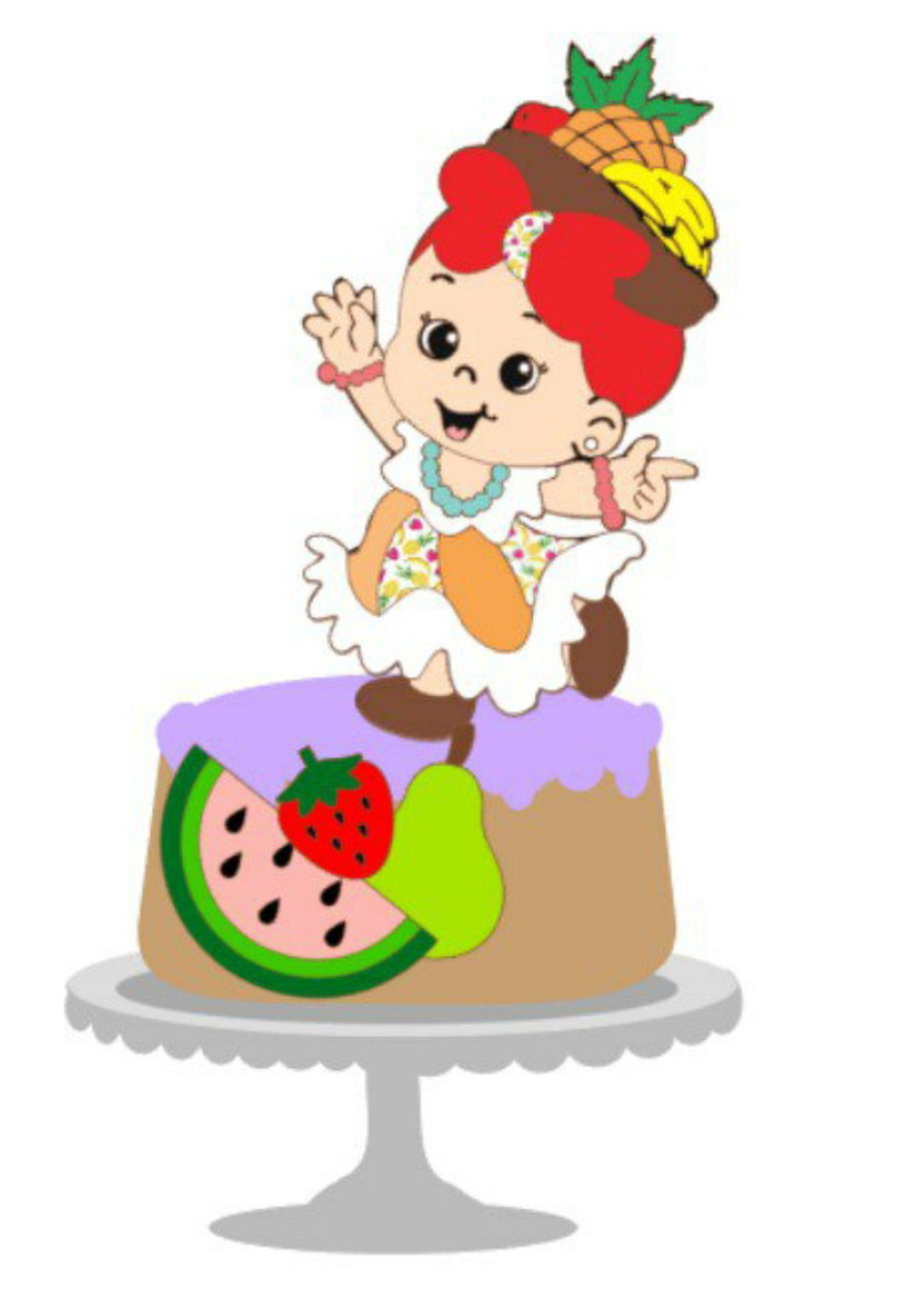 Topo de Bolo Baianinha Cute + 4 Arquivos a Sua Escolha