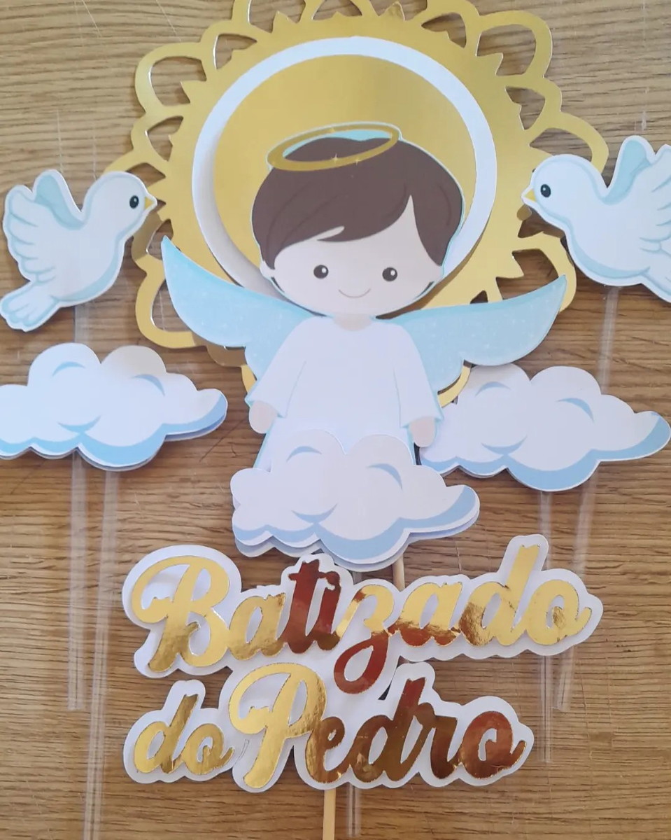 Topo de Bolo Batizado Luxo