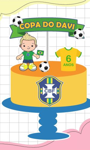 Topo de Bolo Bebê Futebol Brasil - Arquivo Digital