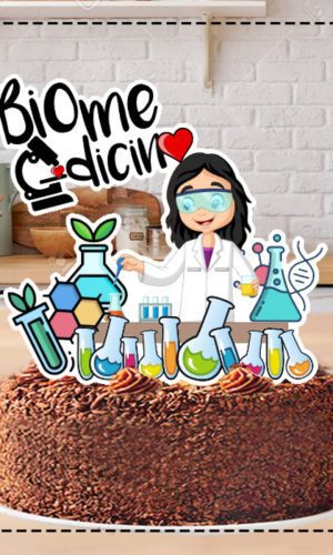 Topo de Bolo Biomedicina Mulher 5126 - Arquivo Digital