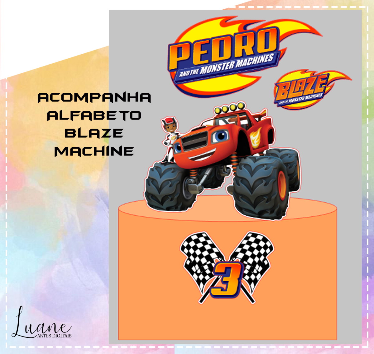 Topo de Bolo Blaze Machine 02 Arquivo de Corte Studio/PDF