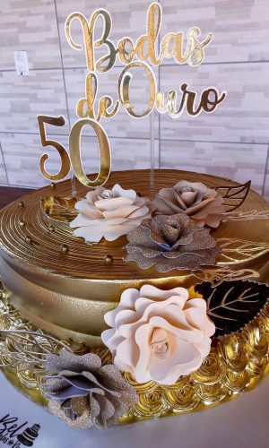 Topo de bolo Bodas de Ouro