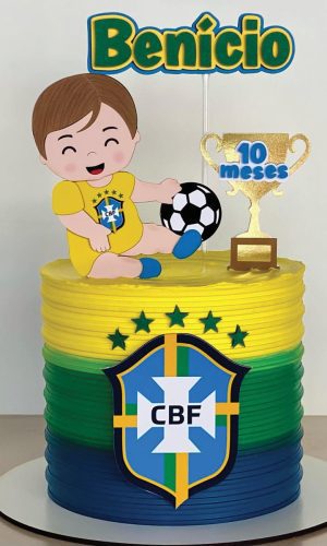 Topo de Bolo Brasil Menino Copa Futebol Arquivo de Corte