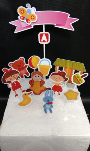 Topo de bolo Brinquedos Menina e Menino - arquivo digital