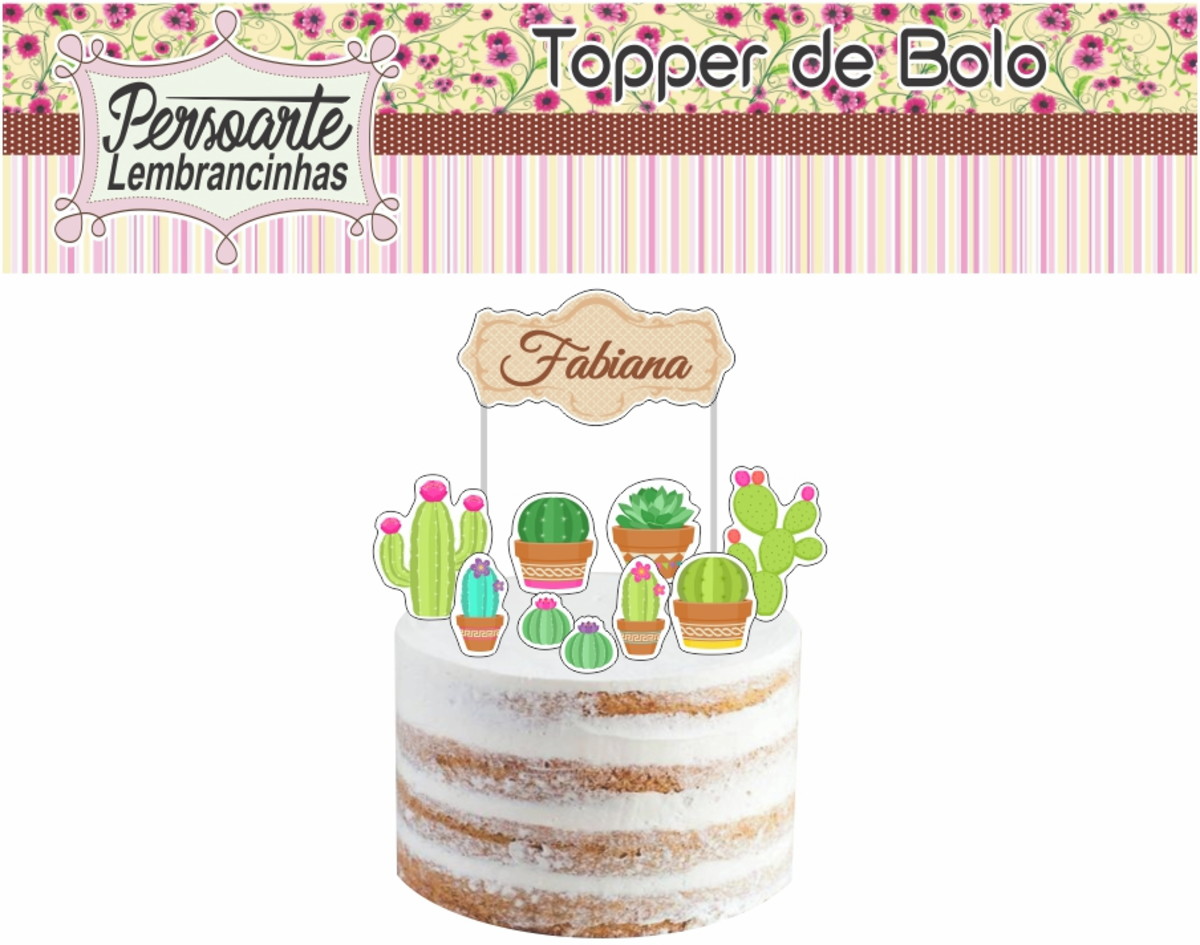 Topo de Bolo Cactos