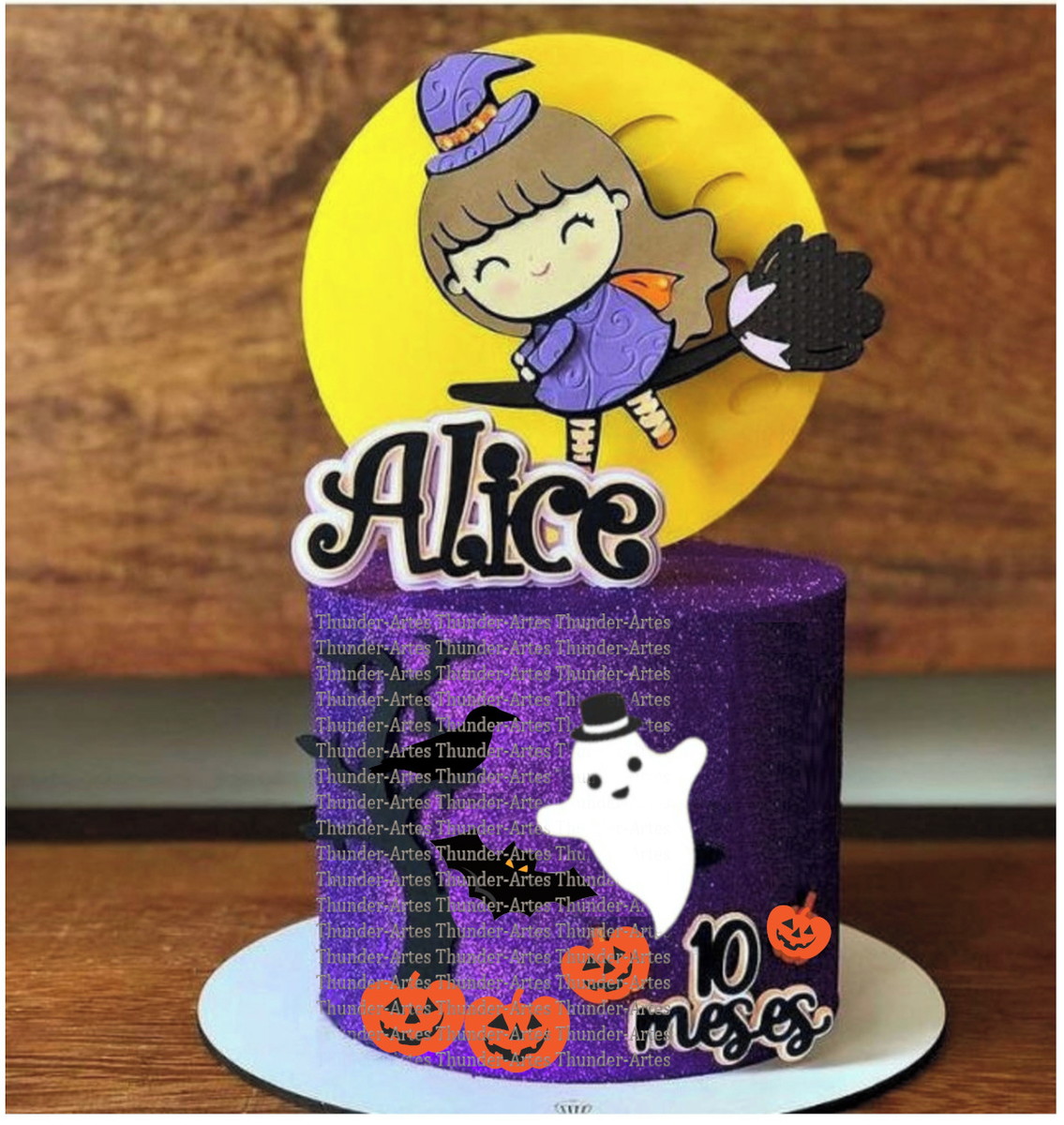 Topo de Bolo Camadas Bruxinha Cute Halloween Arquivo