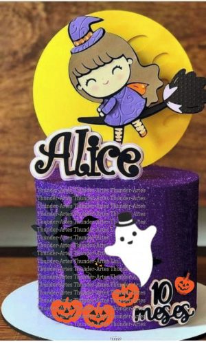 Topo de Bolo Camadas Bruxinha Cute Halloween Arquivo Studio