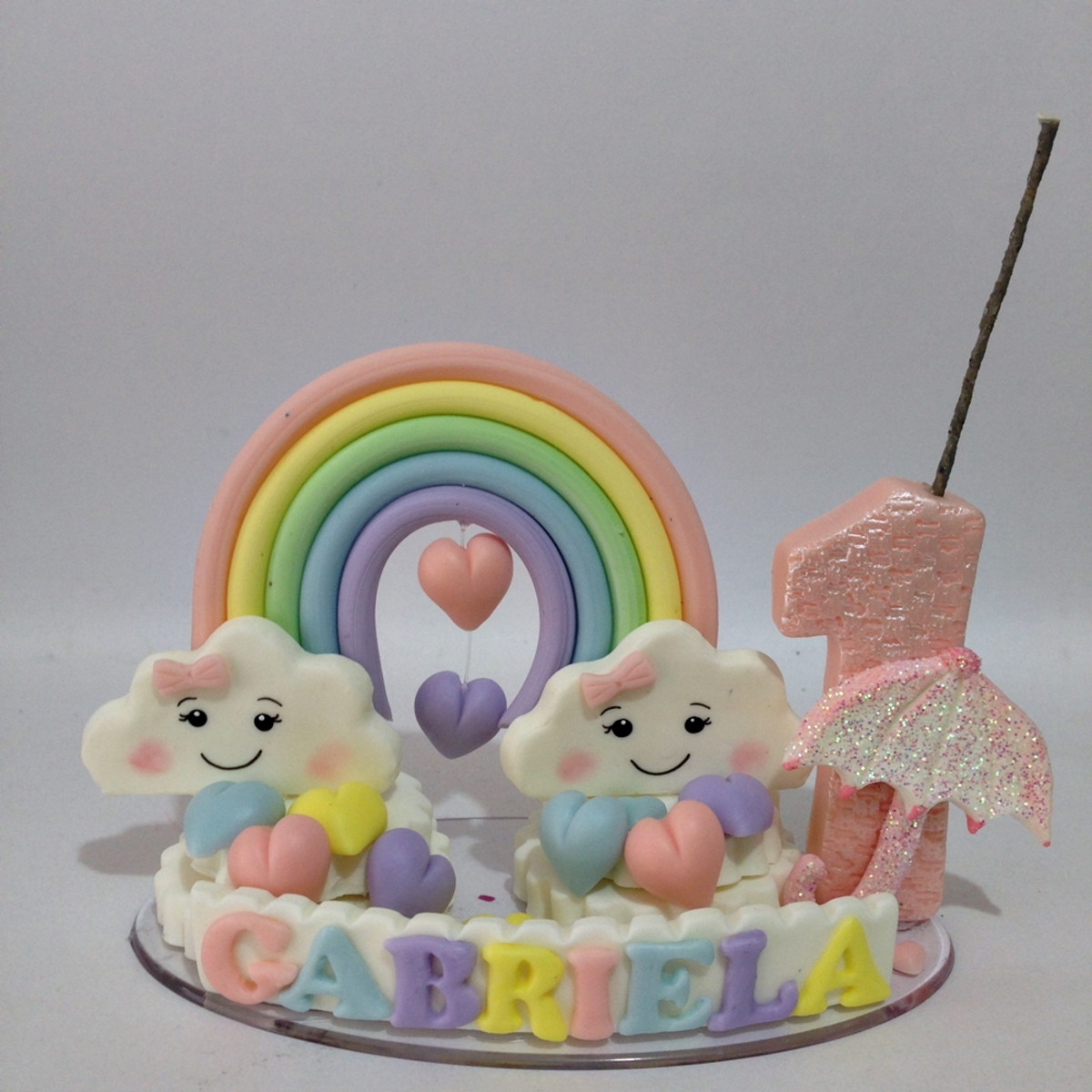 Topo de Bolo Chuva de Amor