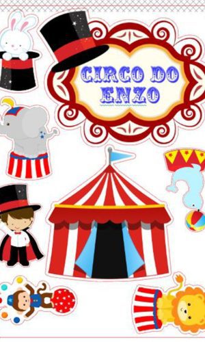 Topo de bolo circo menino- Arquivo de corte para Silhouette