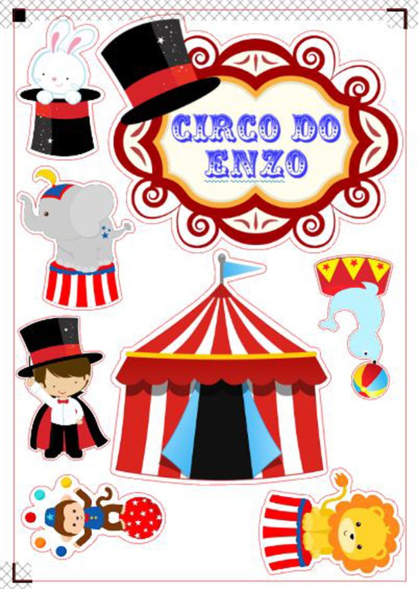 Topo de bolo circo menino- Arquivo de corte para Silhouette