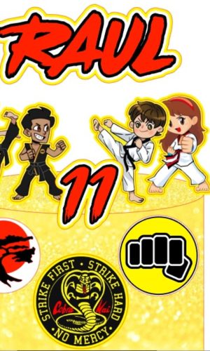 Topo de Bolo Cobra Kai Cute + 4 Arquivos a Sua Escolha