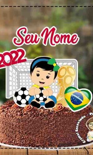 Topo de Bolo Copa 2022 Menina - Ref 3900 Arquivo Digital